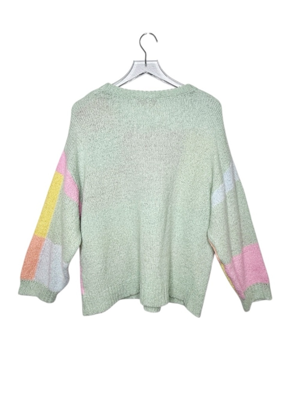 Lisa Says Gah Helen Sweater Pastel Color Block Oversized Pink Green Yellow M/L - Picture 10 of 15